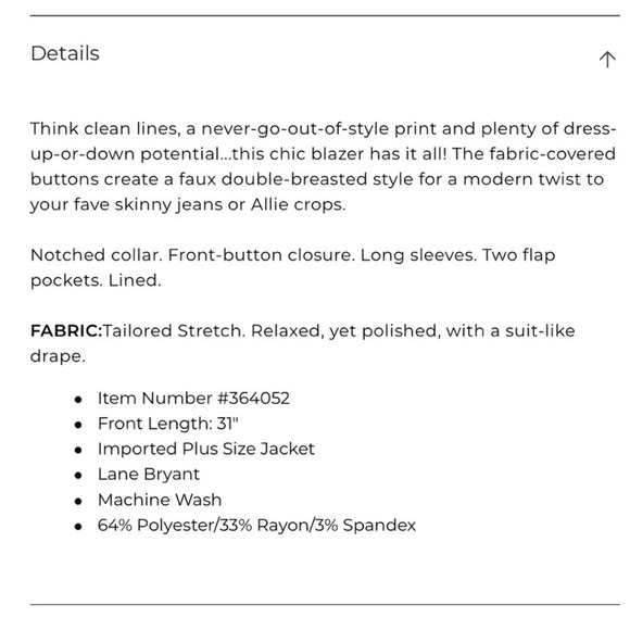 Lane Bryant Plus Size Double Breasted Blazer in Bastille Plaid Check size 14 - Picture 3 of 13